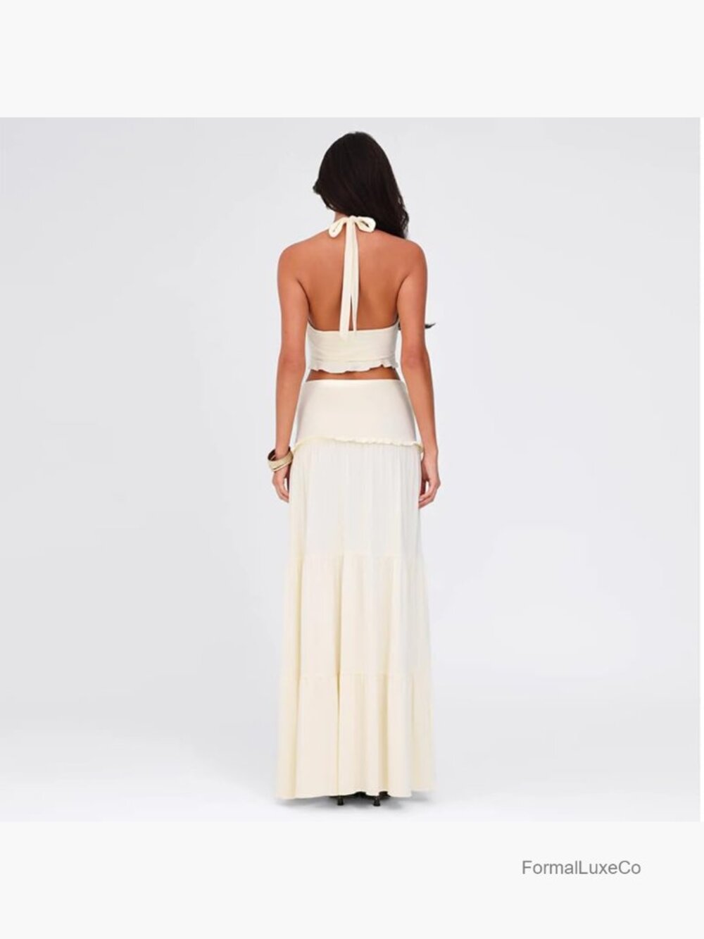Women 2 Piece Skirt Set Sleeveless Strap Top Maxi Skirt Outfit Vacation - Picture 6 of 7